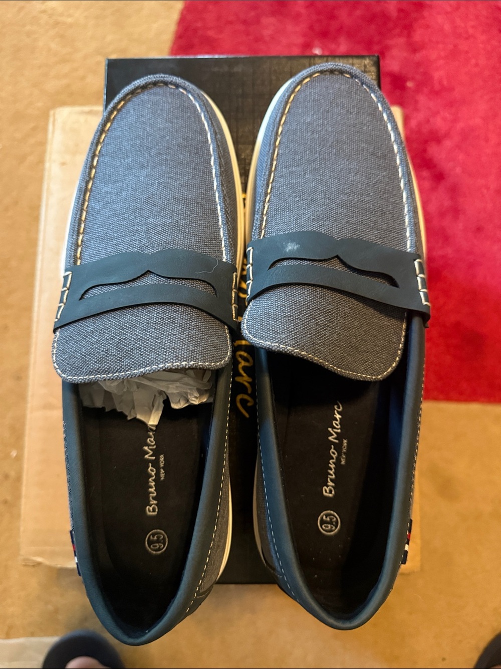 Bruno Marc Men’s Navy blue Canvas Slip-On Loafers